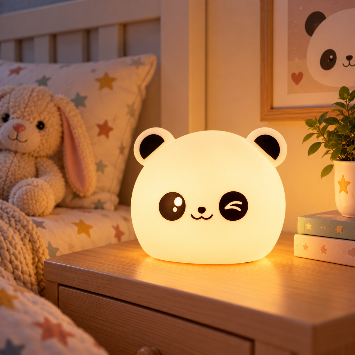 Lampara Nocturna de Mesa Led Infantil Quitamiedos y Recargable "Panda" — Vetonek