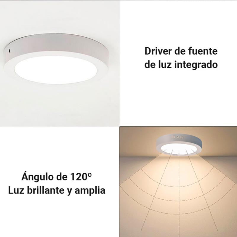 Plafón de Superficie LED 100Lm/W 18W 1800Lm 6000ºK IP20 — Vetonek (6)
