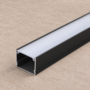 Perfil Para Tiras LED 2 metros -Negro-Difusor Opal — Vetonek