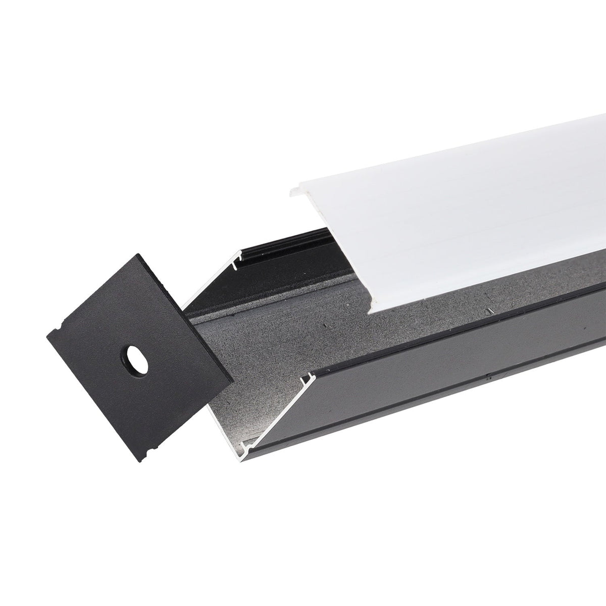 Perfil Para Tiras LED 2 metros -Negro-Difusor Opal — Vetonek (2)