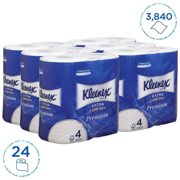 Kleenex Papel Higiénico Extra Confort Premium - 24 Rollos Vetonek