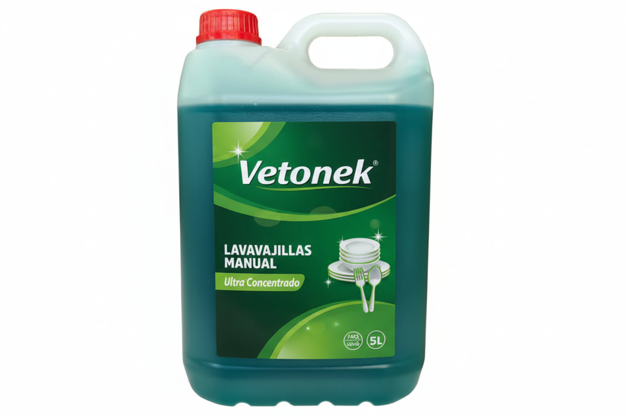 Lavavajillas manual ultraconcentrado ahorro seguro 5L - Eficiencia y Limpieza Vetonek