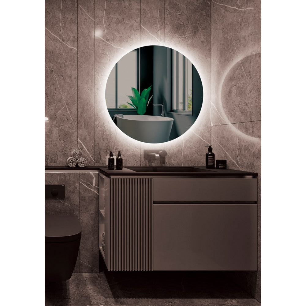 Espejo Iluminado Baño "Lisboa" Ø80cm Blanco Frío Sensor Antivaho/On-Off — Vetonek