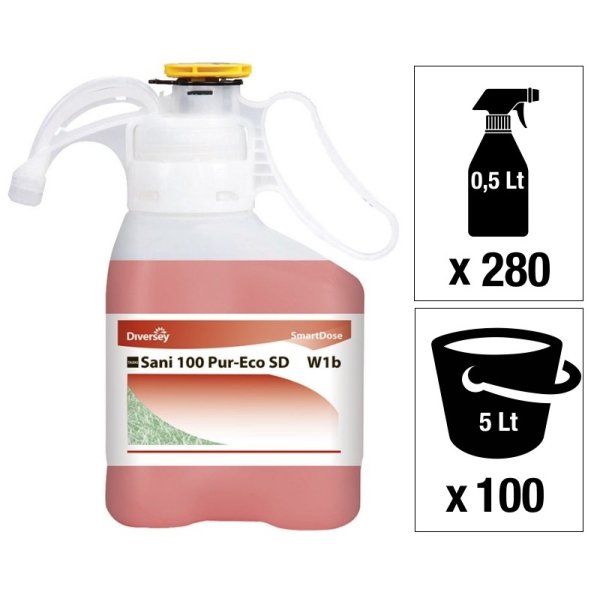 Diversey Taski Sani 100 PUR-ECO SD Limpiabaños Concentrado Ecolabel - 1,4L Vetonek