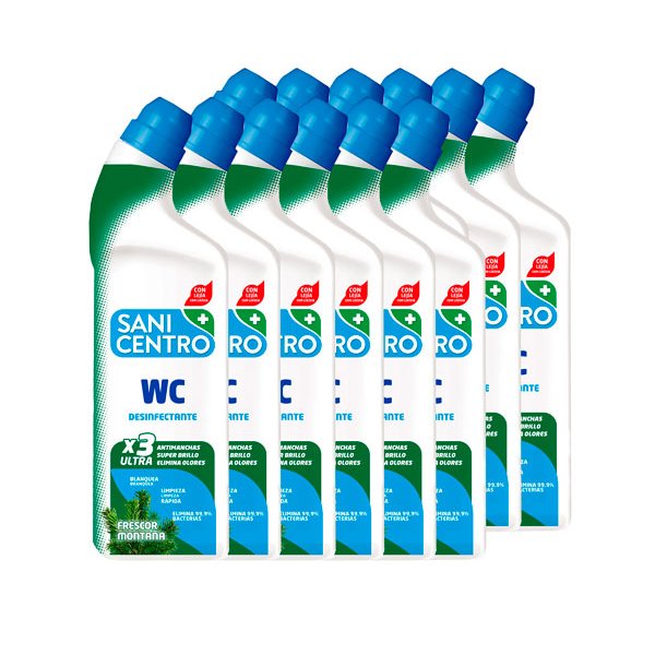 Gel WC anticalcaire Sanicentro avec eau de Javel 4 en 1 - Boîte de 12 unités Vetonek