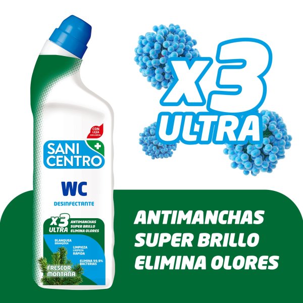 Gel WC anticalcaire Sanicentro avec eau de Javel 4 en 1 - Boîte de 12 unités Vetonek