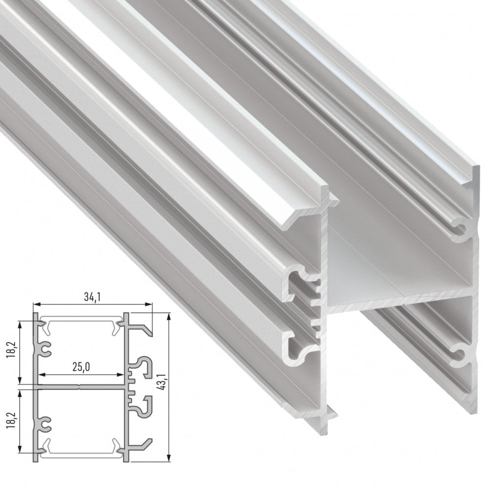 Perfil Aluminio Tipo DOPIO 2,02M — Vetonek