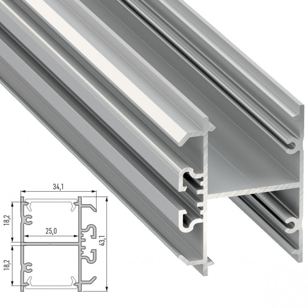 Perfil Aluminio Tipo DOPIO 2,02M — Vetonek (2)