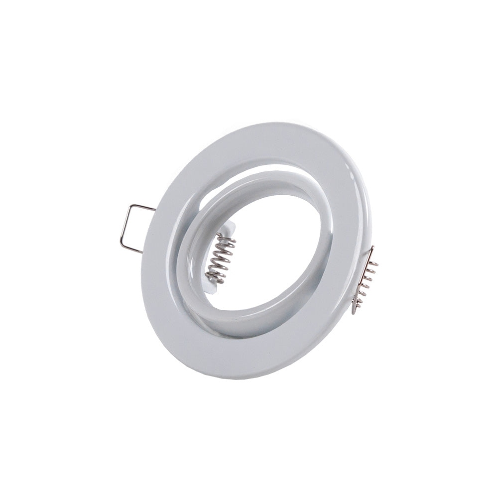 Aro Foco Downlight Circular Basculante "Vepa" Acero 90mm - Blanco — Vetonek