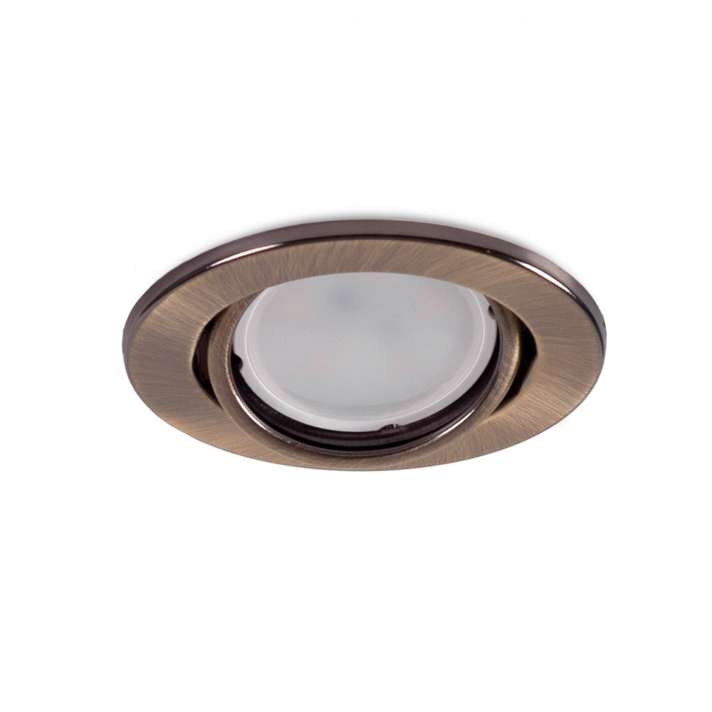 Aro Foco Downlight Circular Basculante "Vepa" Acero 90mm - Latonado — Vetonek (2)