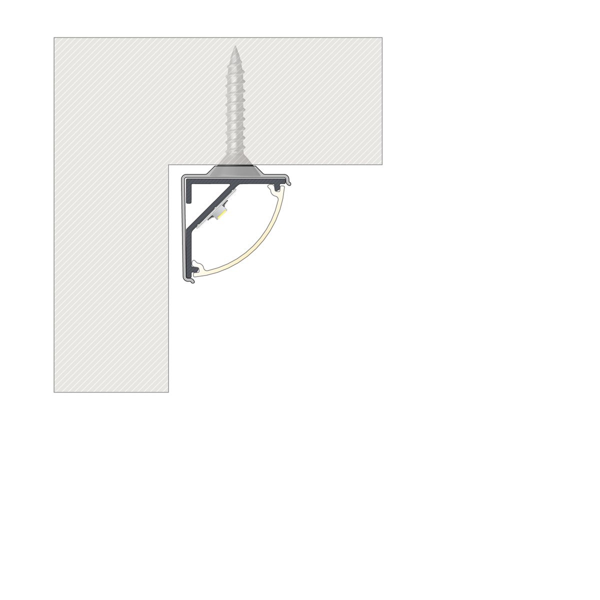 Perfíl Aluminio KIMERA-"ARRE" Anodizado Negro con Difusor Opal , Tapones y Clips Sujección 2,02M — Vetonek (4)
