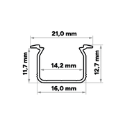 Perfíl Aluminio KIMERA-"UHRE" Anodizado Negro con Difusor Opal , Tapones y Clips Sujección 2,02M — Vetonek (3)