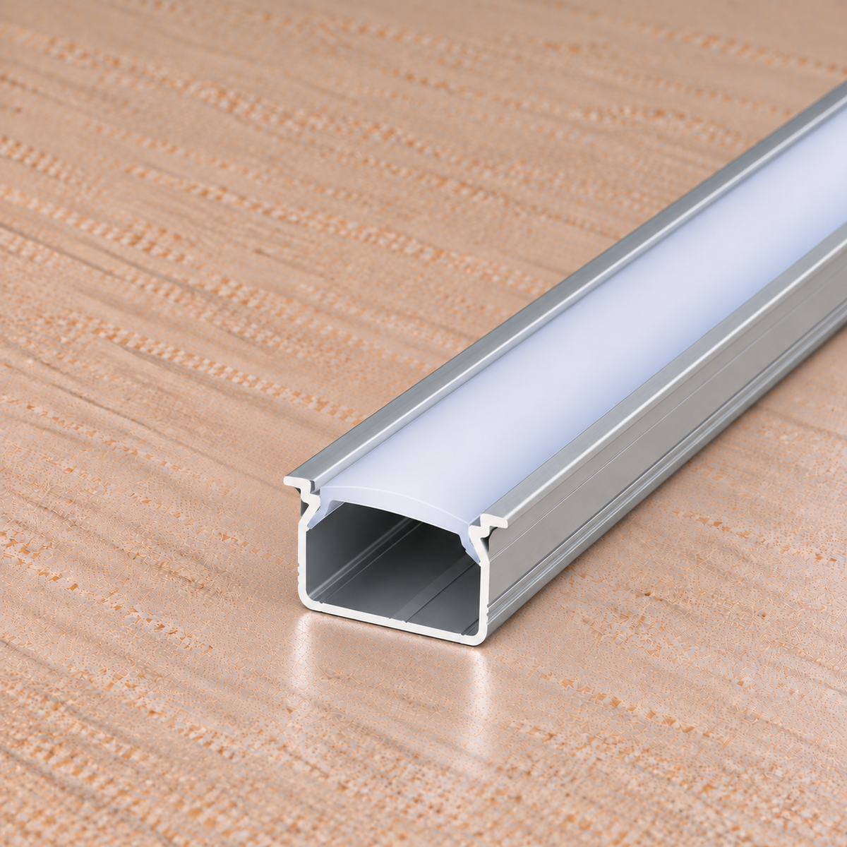 Perfíl Aluminio KIMERA-"UHRE" Anodizado Plata con Difusor Opal , Tapones y Clips Sujección 2,02M — Vetonek