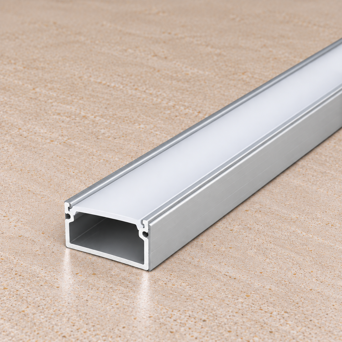 Perfíl Aluminio KIMERA-"EGEN" Anodizado Plata con Difusor Opal , Tapones y Clips Sujección 2,02M — Vetonek