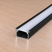 Perfíl Aluminio KIMERA-"TVED" Anodizado Negro con Difusor Opal , Tapones y Clips Sujección 2,02M — Vetonek
