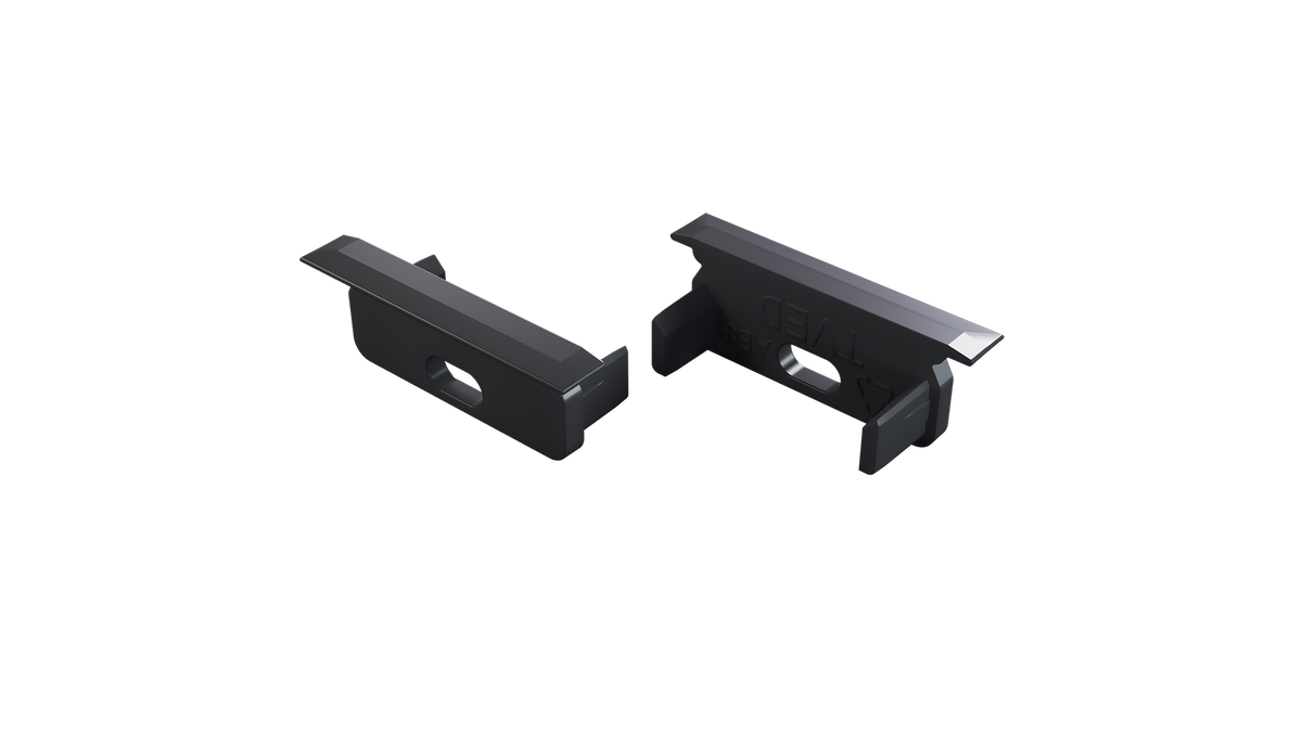 Perfíl Aluminio KIMERA-"TVED" Anodizado Negro con Difusor Opal , Tapones y Clips Sujección 2,02M — Vetonek (4)