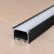 Perfíl Aluminio KIMERA-"NORS" Anodizado Negro con Difusor Opal , Tapones y Clips Sujección 2,02M — Vetonek