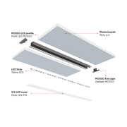 Perfíl Aluminio KIMERA-"MOSSO" Anodizado Negro con Difusor Opal , Tapones y Clips Sujección 2,02M — Vetonek (2)