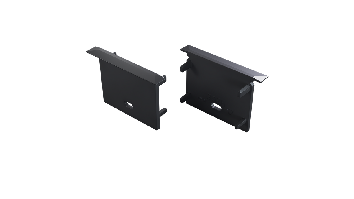Perfíl Aluminio KIMERA-"HEDE" Anodizado Negro con Difusor Opal , Tapones y Clips Sujección 2,02M — Vetonek (2)