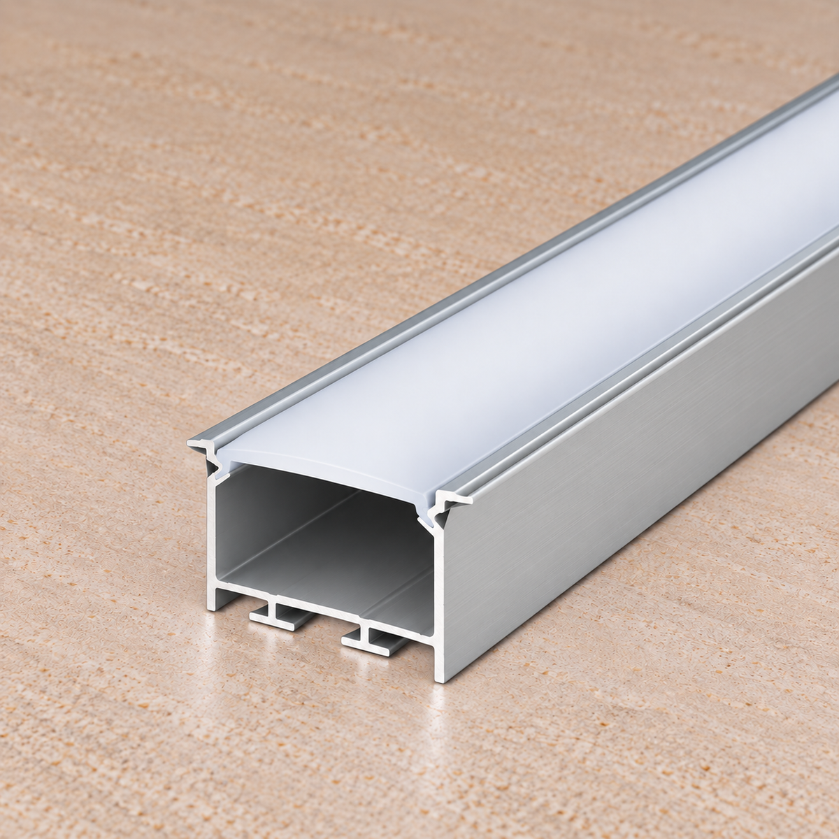 Perfíl Aluminio KIMERA-"HEDE" Anodizado Plata con Difusor Opal , Tapones y Clips Sujección 2,02M — Vetonek