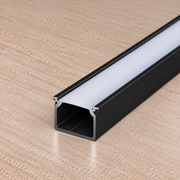 Perfíl Aluminio KIMERA-"HELSE" Anodizado Negro con Difusor Opal , Tapones y Clips Sujección 2,02M — Vetonek