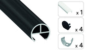 Perfíl Aluminio KIMERA-BOVL Anodizado Negro con Difusor Opal y Tapones 2,02M — Vetonek (3)