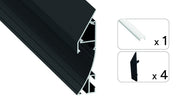 Perfíl Aluminio KIMERA-LUND T1 Anodizado Negro con Difusor Opal y Tapones 2,02M — Vetonek (3)