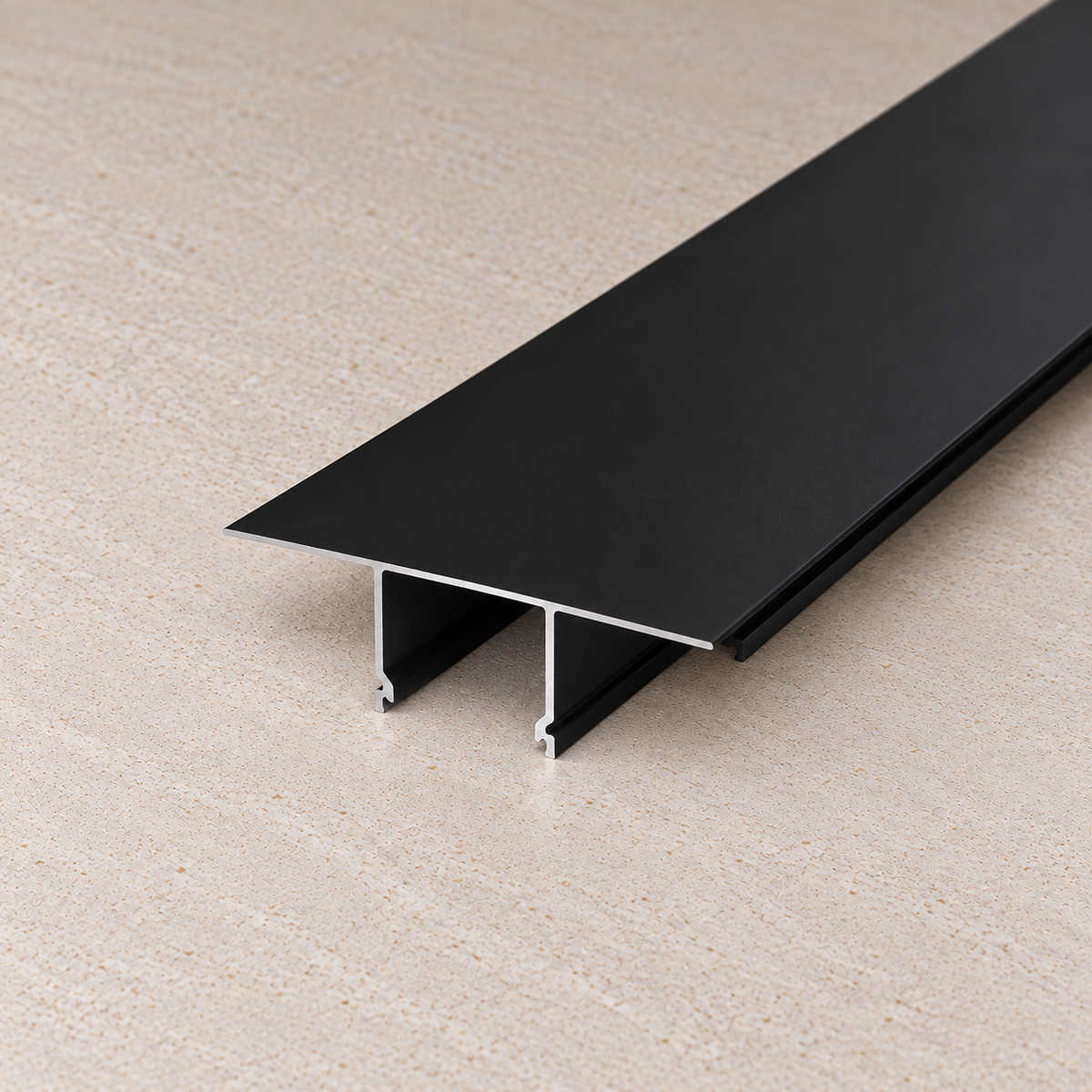 Perfíl Aluminio KIMERA-SKAVE Anodizado Negro con Difusor Opal y Tapones 2,02M — Vetonek