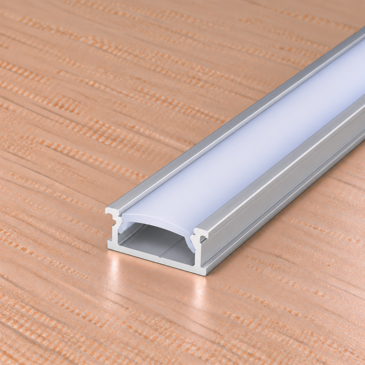 Perfíl Aluminio KIMERA-RADO Anodizado Plata con Difusor Opal y Tapones 2,02M — Vetonek