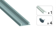 Perfíl Aluminio KIMERA-RADO Anodizado Plata con Difusor Opal y Tapones 2,02M — Vetonek (3)