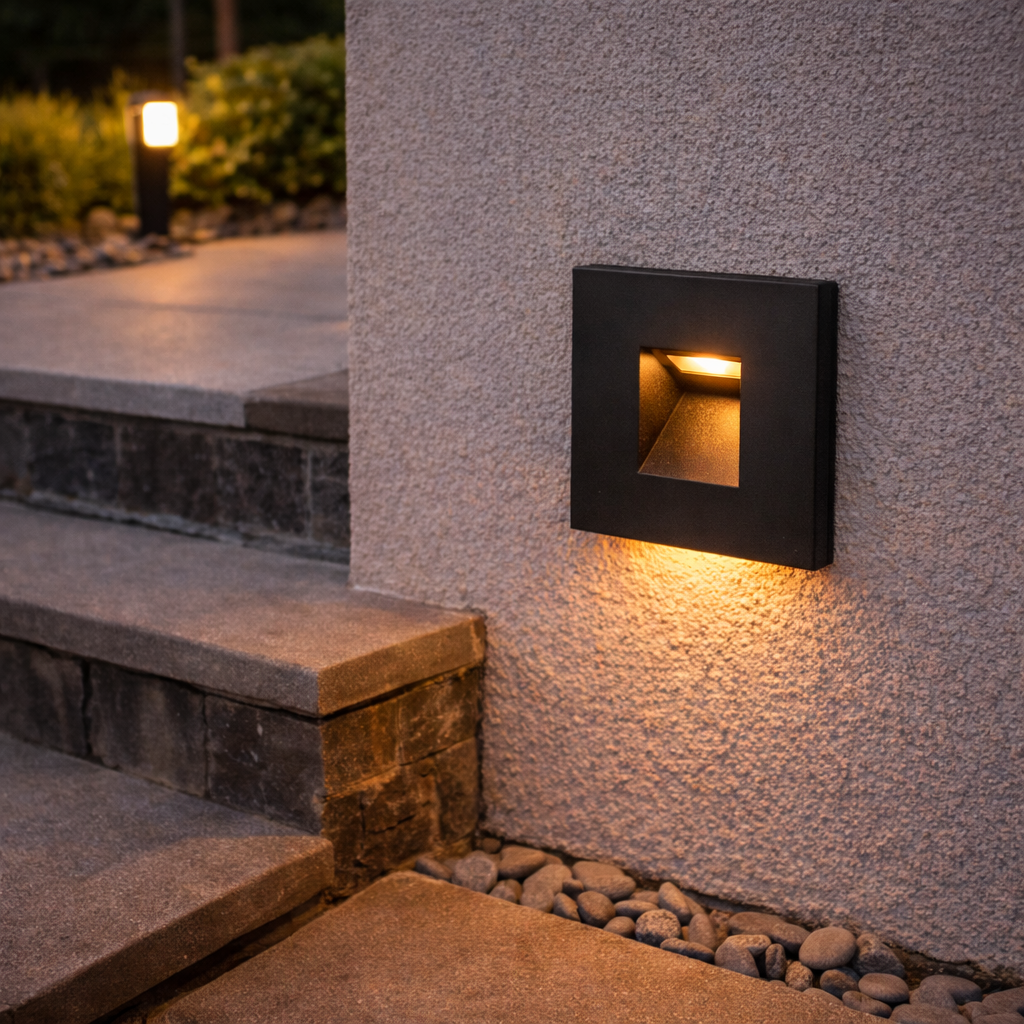 Foco de LED Empotrable para Escaleras Frontal Magnético 3W IP65 3000ºK - Negro — Vetonek