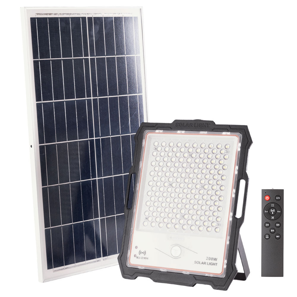 Proyector LED Solar 200W Sensor_Control Remoto Panel:5V 45W Batería: 3,3V 45.000Ma — Vetonek