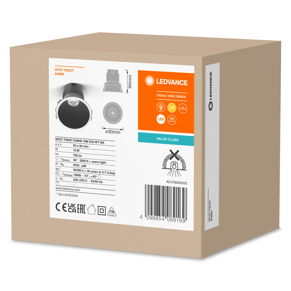 Foco LED Ledvance 10W 700Lm 3000K 30º IP20/IP20 — Vetonek (2)