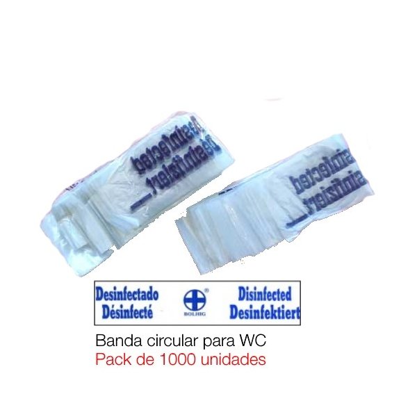 Pack de 1000 precintos WC tipo banda circular - Señalización de limpieza Vetonek