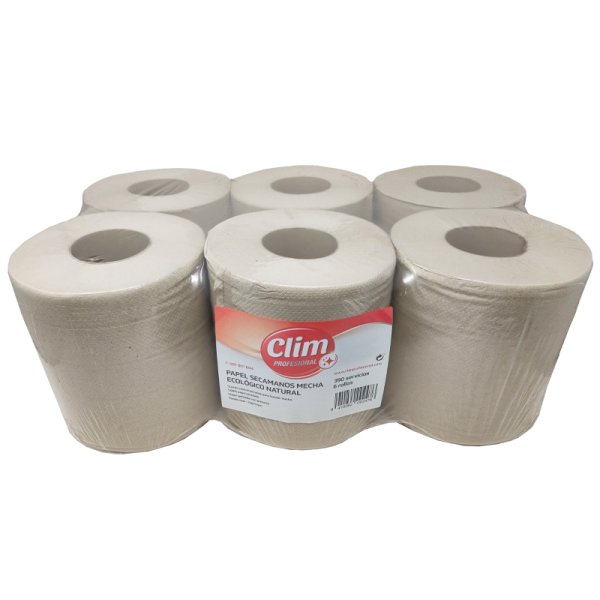 Pack distributeur d’essuie-mains en mèche et papier écologique – 6 rouleaux Vetonek