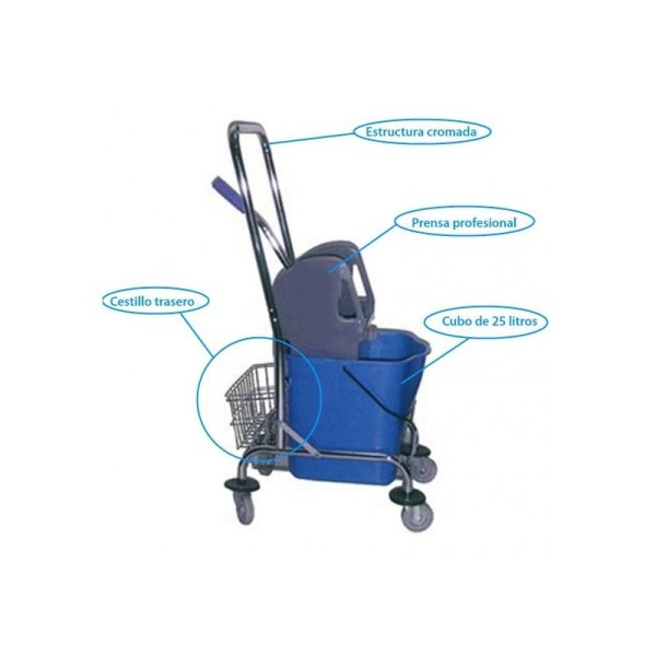Pack de fregado de suelos: cubo 25L con ruedas y fregona industrial Vetonek