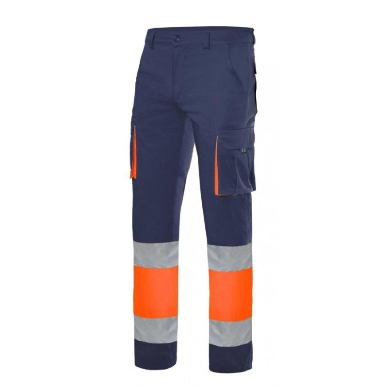 Pantalón bicolor de algodón de alta visibilidad Velilla 303007, combinación de color - Vetonek