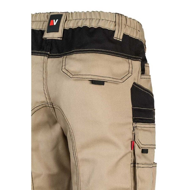 Detalle del refuerzo de rodilla del pantalón canvas bicolor Velilla 103011B - Vetonek