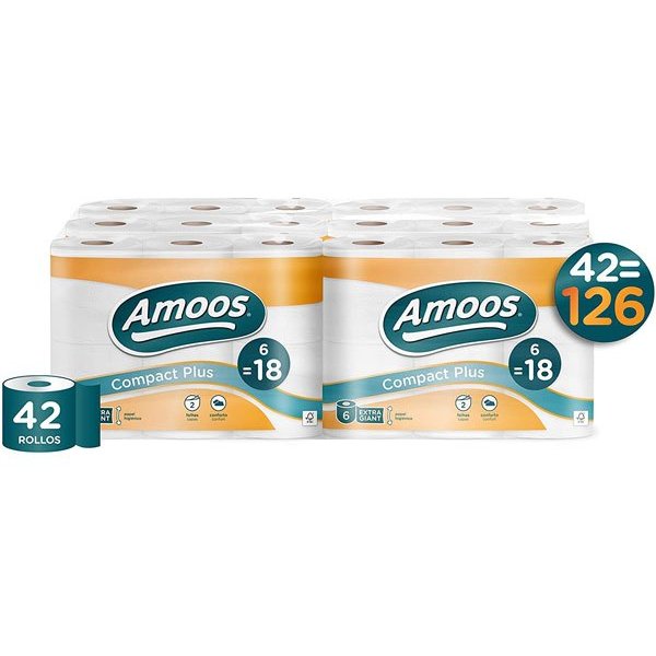 Papel higiénico Compact Plus Amoos 2 capas - Fardo 42 rollos Vetonek