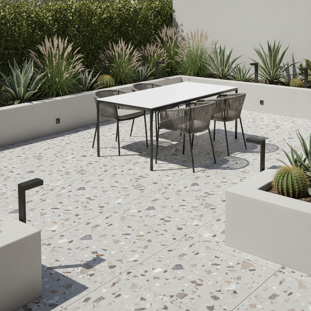 Carreaux de terrasse et d'extérieur pour porche : bois, porcelain, clic et gazon - Vetonek