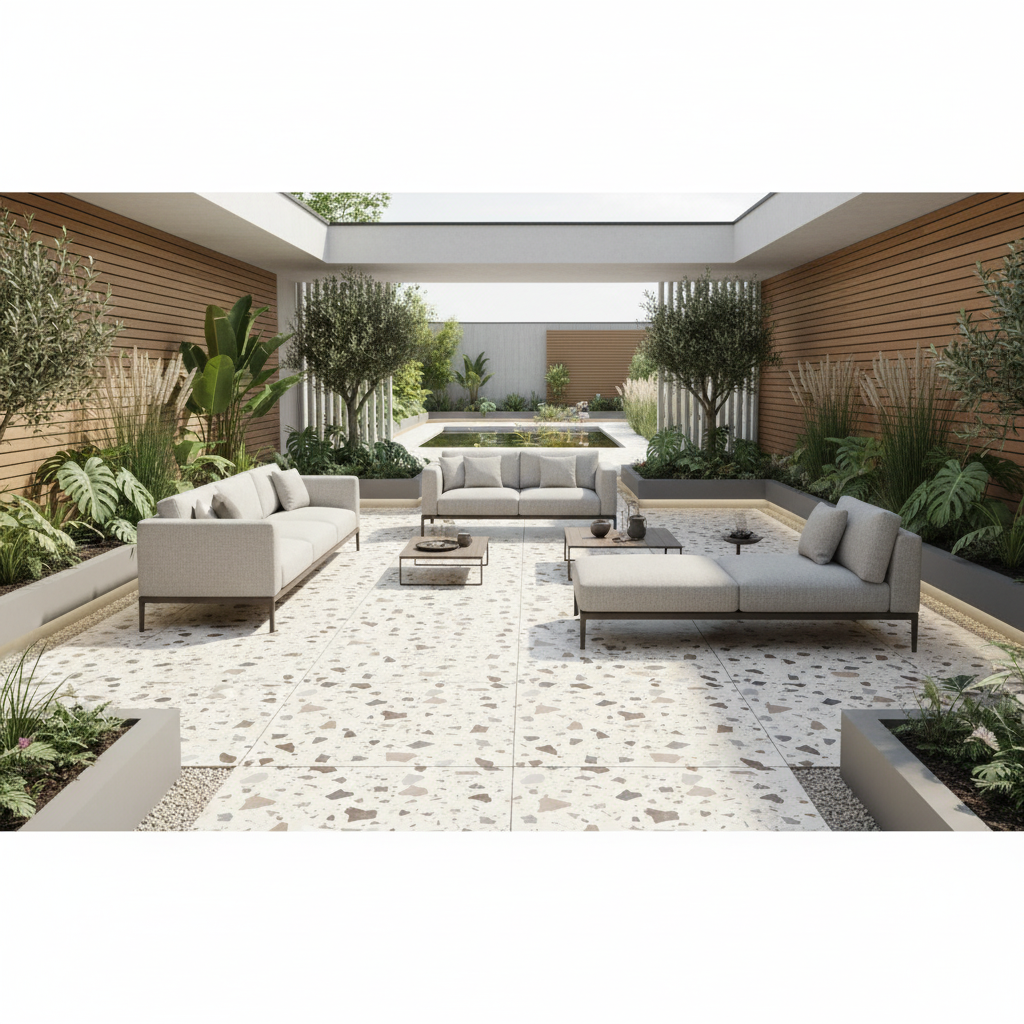Carreaux de terrasse et d'extérieur pour porche : bois, porcelain, clic et gazon - Vetonek