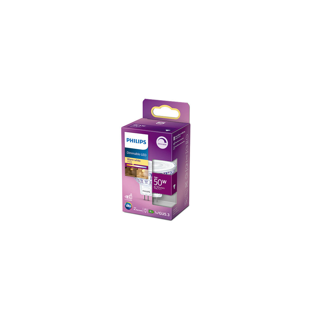 Bombilla LED Philips MR16 60D Dimable 7W 621Lm 2700K — Vetonek