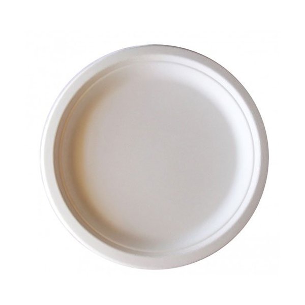 Platos desechables biodegradables redondos de caña de azúcar - 26 cm (Pack 50 uds) Vetonek