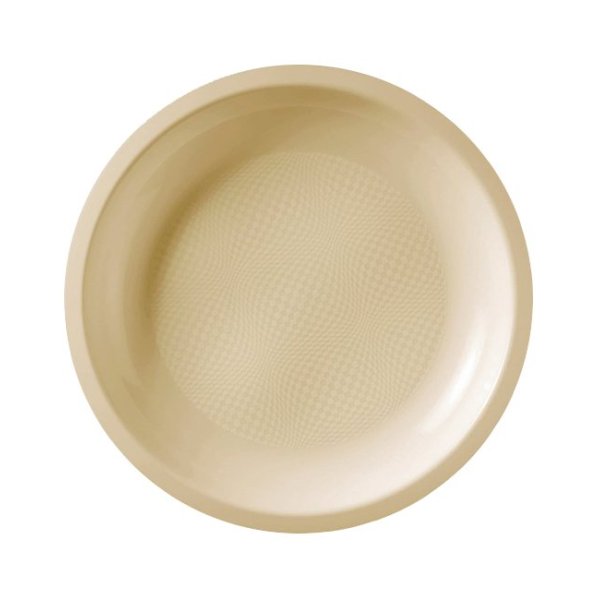 Platos llanos reutilizables color crema - 22 cm (Pack 100 uds) Vetonek