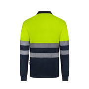 Polo bicolor de alta visibilidad manga larga reciclado GRS Velilla 305535, combinación de color - Vetonek