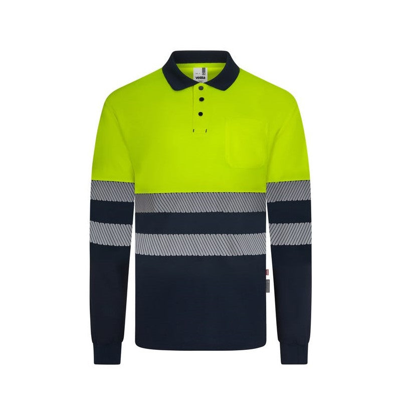 Polo bicolor de alta visibilidad manga larga reciclado GRS Velilla 305535 - Vetonek