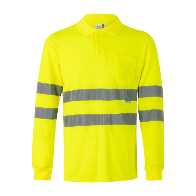 Polo de algodón de alta visibilidad manga larga clase 2 Velilla 305514 - Vetonek