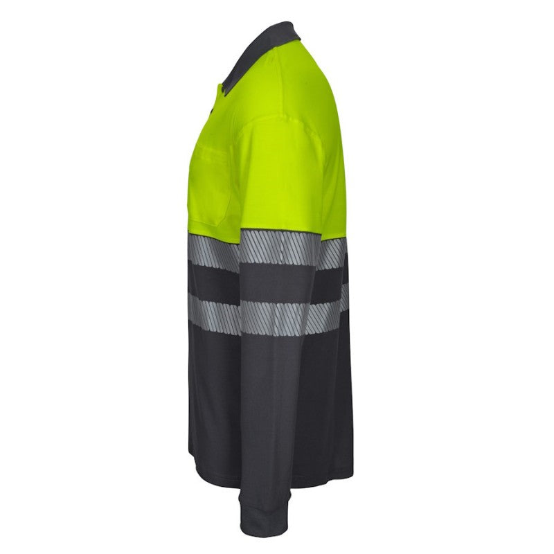 Polo bicolor de alta visibilidad manga larga cinta segmentada Velilla 305525, detalle - Vetonek