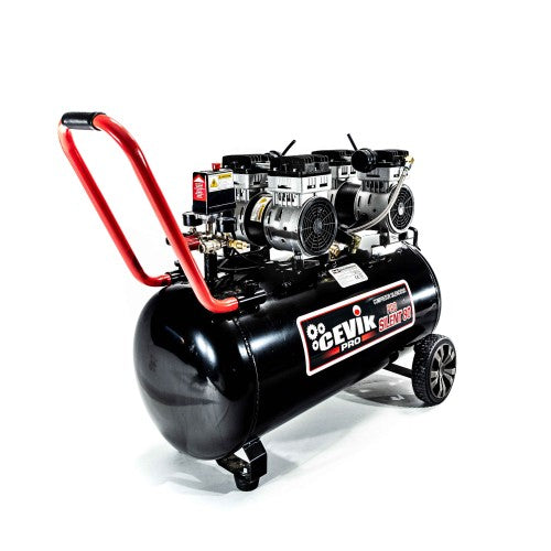 Detalle del compresor ultrasilencioso sin aceite de 80 L y 3 HP Cevik Pro - Vetonek
