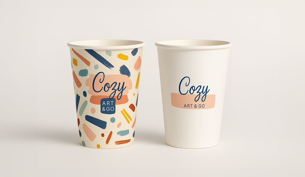 Vasos de papel personalizados de 270 ml con logo impreso